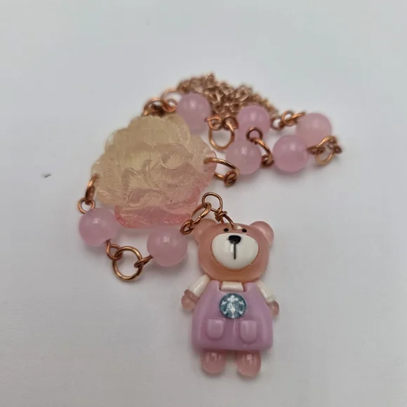 Handmade Pink Bear car charm - Picture 3 of 4